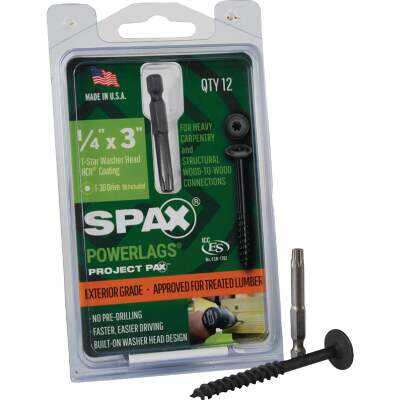 Spax PowerLags 1/4 In. x 3 In. Washer Head Exterior Structure Screw (12 Ct.)